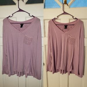 Rue21 Long Sleeve Blouse with Lace Pocket Detail